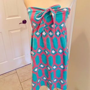 Brand new with tags!  tibi size S beach coverup in turquoise and pink.